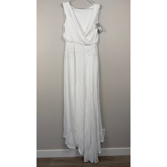 Tadashi Shoji Lilo Back Drape Wedding Gown Ivory 6 Elegant Formal Bridal - Picture 7 of 15